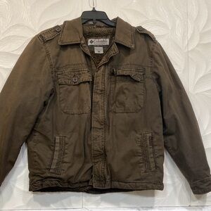 Brown Columbia Cargo Hooded Sherpa Lined Jacket Men’s Size Large